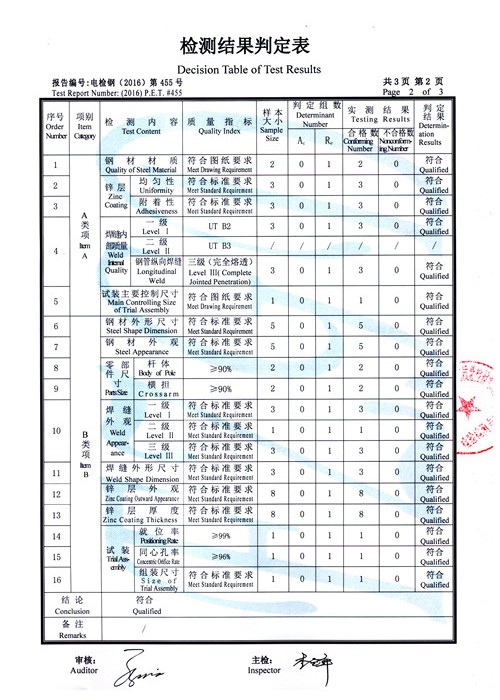 220kV鋼管杆檢測報告